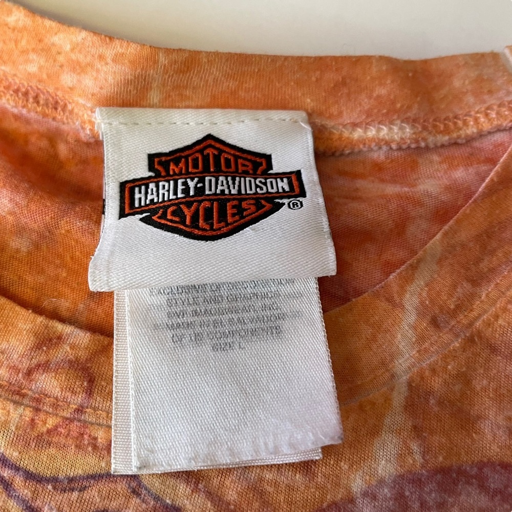 Harley-Davidson Orange Pink Burn Out T-Shirt - Picture 2 of 6